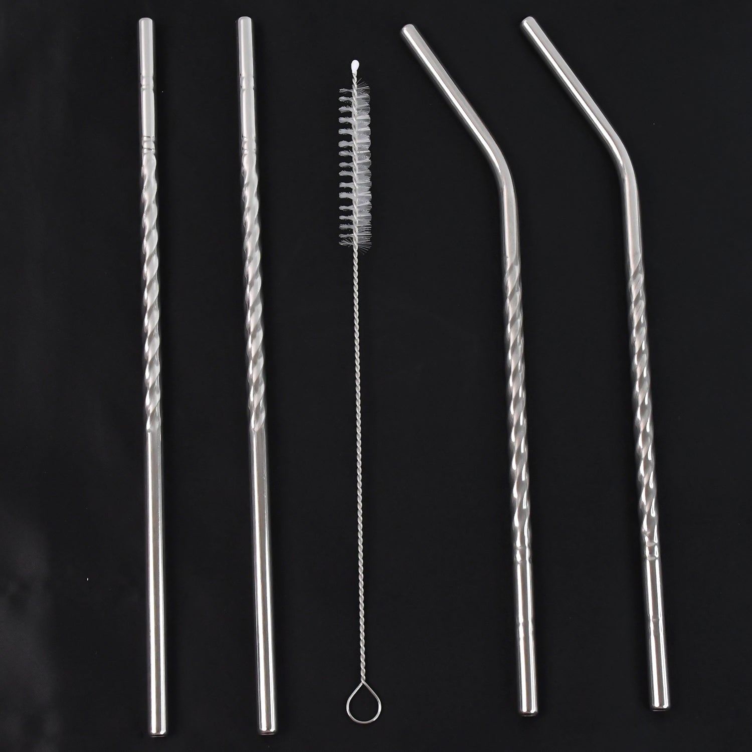 Reusable Stainless Steel Straws Set of 5 (2 Straight straws, 2 Bent straws, 1 Brush) Reusable Stainless Steel Straws Set of 5 (2 Straight straws, 2 Bent straws, 1 Brush)